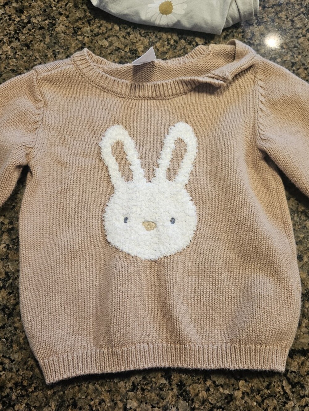 Carter's Tan Knit Sweater with White Bunny Appliqué